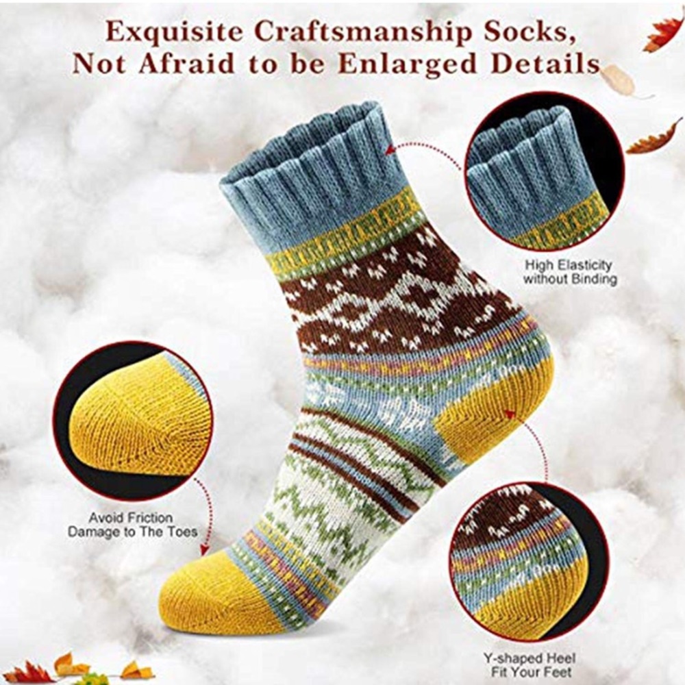 Winter Socks 5 Pairs Thick Wool Soft Warm - Picture 4 of 5